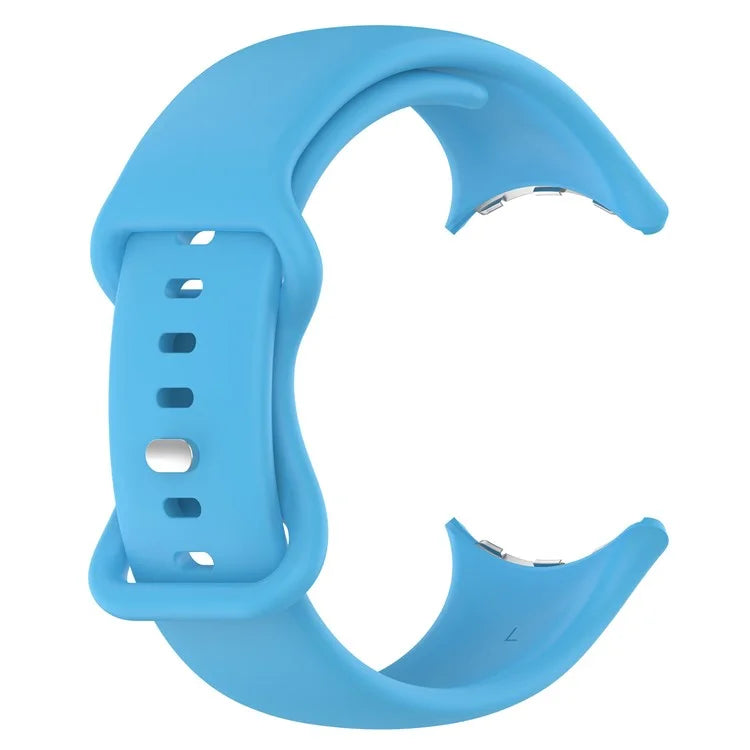 For Google Pixel Watch 3 45mm Replacement Strap 8 Shape Silicone Watch Band with Silver Buckle, Size S