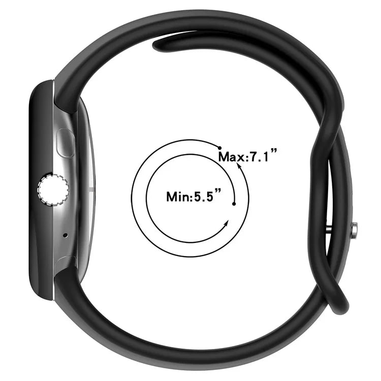For Google Pixel Watch 3 45mm Replacement Strap 8 Shape Silicone Watch Band with Silver Buckle, Size S