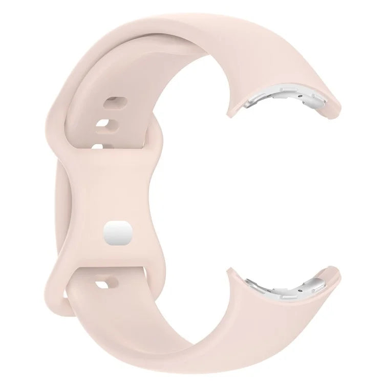 For Google Pixel Watch 3 45mm Replacement Strap 8 Shape Silicone Watch Band with Silver Buckle, Size S