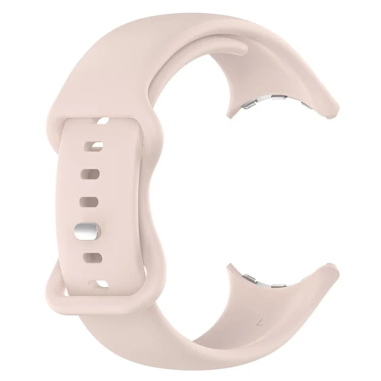For Google Pixel Watch 3 45mm Replacement Strap 8 Shape Silicone Watch Band with Silver Buckle, Size S