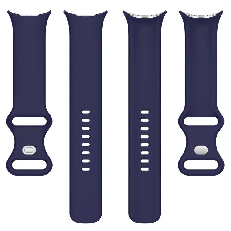 For Google Pixel Watch 3 45mm Replacement Strap 8 Shape Silicone Watch Band with Silver Buckle, Size S