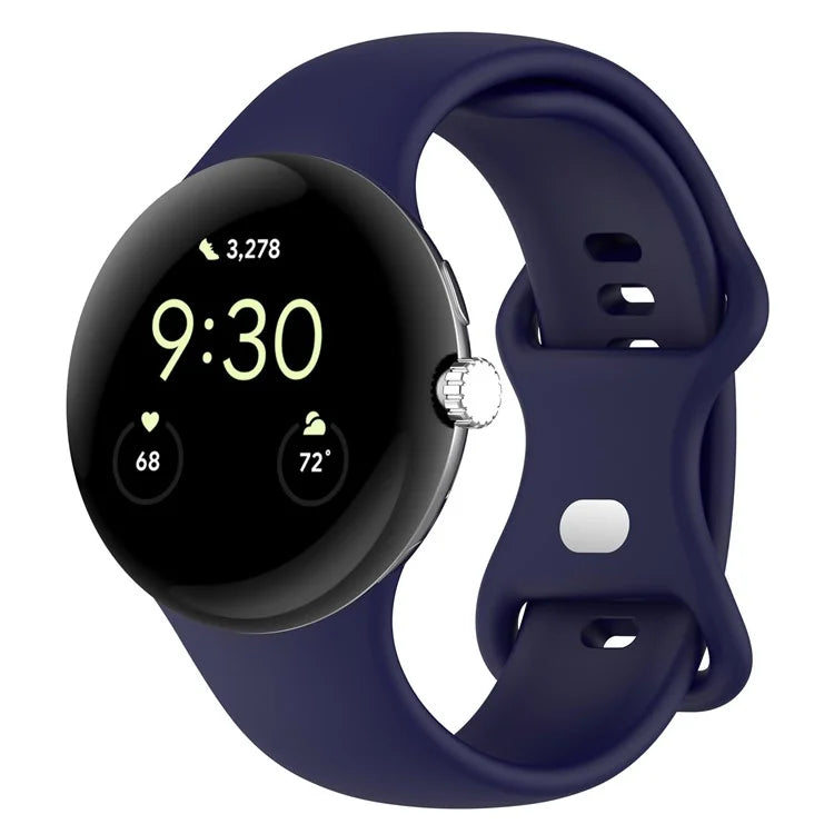 For Google Pixel Watch 3 45mm Replacement Strap 8 Shape Silicone Watch Band with Silver Buckle, Size S