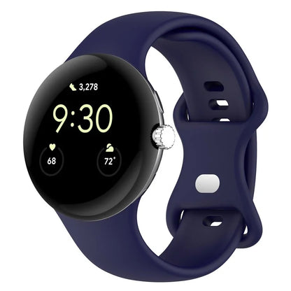 For Google Pixel Watch 3 45mm Replacement Strap 8 Shape Silicone Watch Band with Silver Buckle, Size S