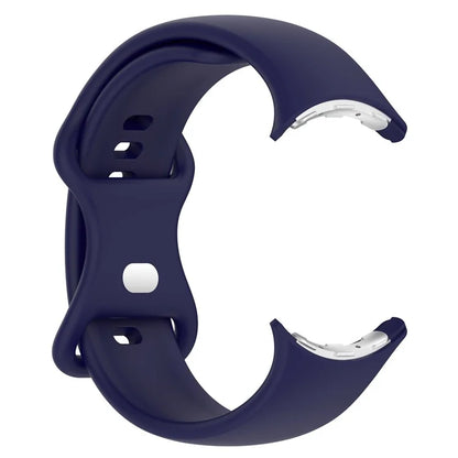 For Google Pixel Watch 3 45mm Replacement Strap 8 Shape Silicone Watch Band with Silver Buckle, Size S
