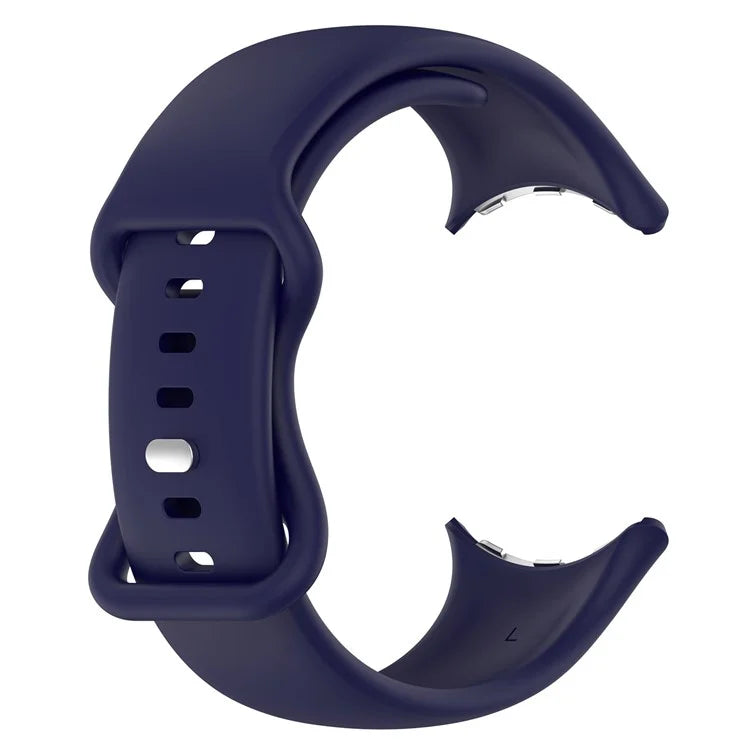 For Google Pixel Watch 3 45mm Replacement Strap 8 Shape Silicone Watch Band with Silver Buckle, Size S