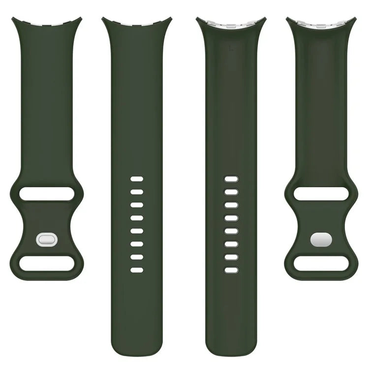 For Google Pixel Watch 3 45mm Replacement Strap 8 Shape Silicone Watch Band with Silver Buckle, Size S