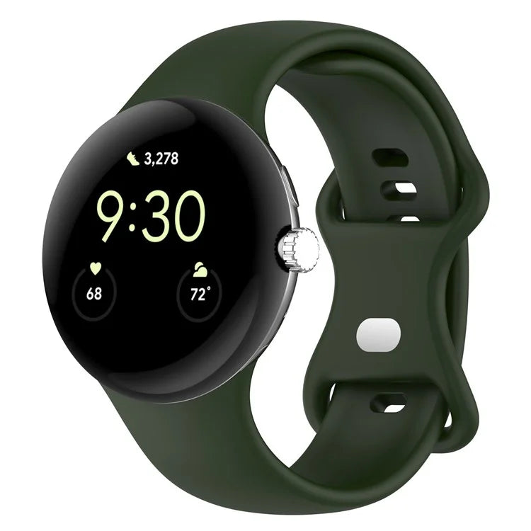 For Google Pixel Watch 3 45mm Replacement Strap 8 Shape Silicone Watch Band with Silver Buckle, Size S