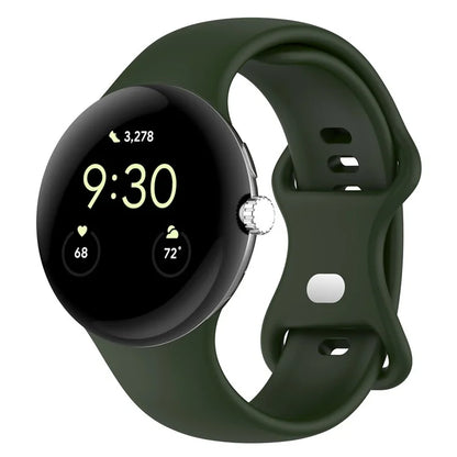 For Google Pixel Watch 3 45mm Replacement Strap 8 Shape Silicone Watch Band with Silver Buckle, Size S