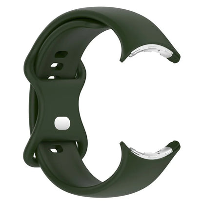 For Google Pixel Watch 3 45mm Replacement Strap 8 Shape Silicone Watch Band with Silver Buckle, Size S