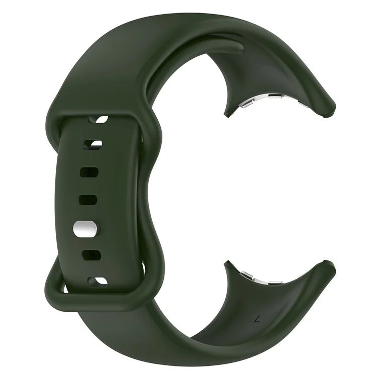For Google Pixel Watch 3 45mm Replacement Strap 8 Shape Silicone Watch Band with Silver Buckle, Size S