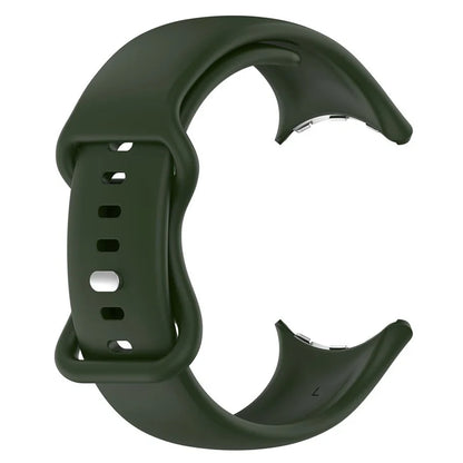 For Google Pixel Watch 3 45mm Replacement Strap 8 Shape Silicone Watch Band with Silver Buckle, Size S