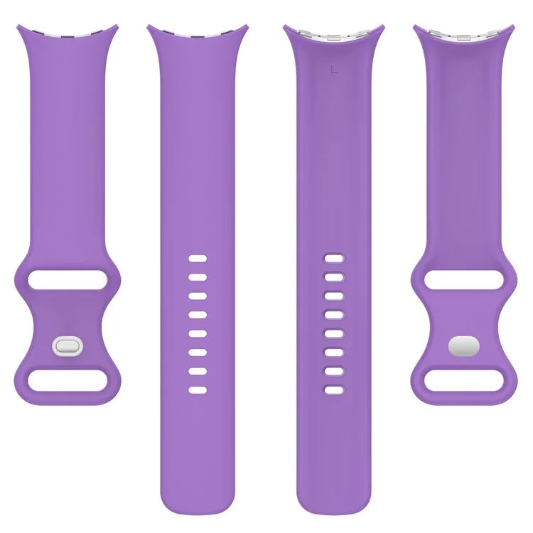 For Google Pixel Watch 3 45mm Replacement Strap 8 Shape Silicone Watch Band with Silver Buckle, Size S
