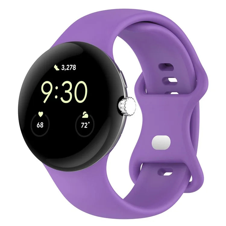 For Google Pixel Watch 3 45mm Replacement Strap 8 Shape Silicone Watch Band with Silver Buckle, Size S