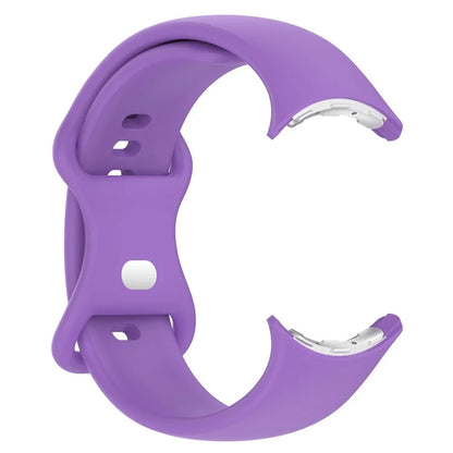 For Google Pixel Watch 3 45mm Replacement Strap 8 Shape Silicone Watch Band with Silver Buckle, Size S