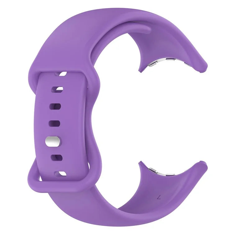 For Google Pixel Watch 3 45mm Replacement Strap 8 Shape Silicone Watch Band with Silver Buckle, Size S