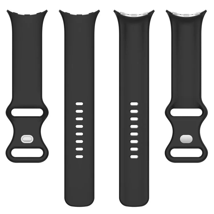 For Google Pixel Watch 3 45mm Replacement Strap 8 Shape Silicone Watch Band with Silver Buckle, Size L