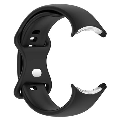 For Google Pixel Watch 3 45mm Replacement Strap 8 Shape Silicone Watch Band with Silver Buckle, Size L