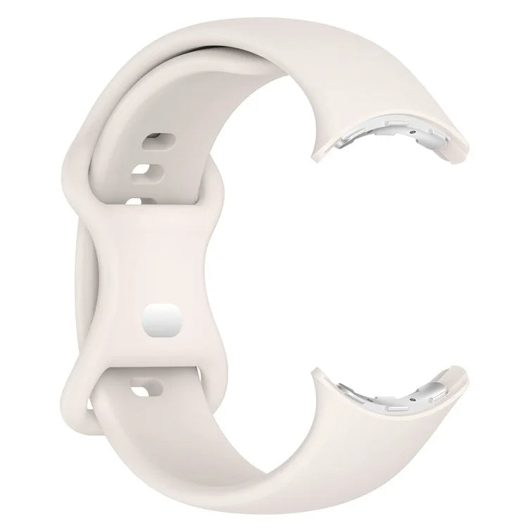 For Google Pixel Watch 3 45mm Replacement Strap 8 Shape Silicone Watch Band with Silver Buckle, Size L