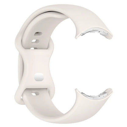 For Google Pixel Watch 3 45mm Replacement Strap 8 Shape Silicone Watch Band with Silver Buckle, Size L