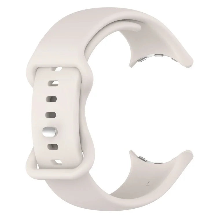 For Google Pixel Watch 3 45mm Replacement Strap 8 Shape Silicone Watch Band with Silver Buckle, Size L