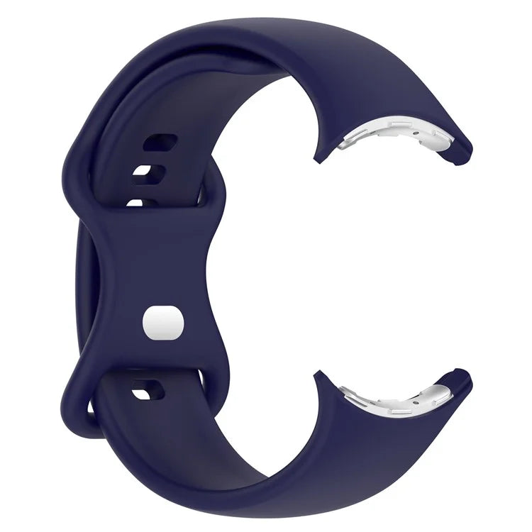 For Google Pixel Watch 3 45mm Replacement Strap 8 Shape Silicone Watch Band with Silver Buckle, Size L