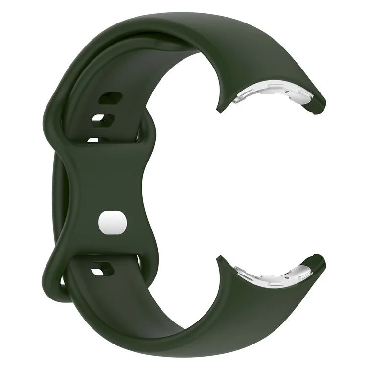 For Google Pixel Watch 3 45mm Replacement Strap 8 Shape Silicone Watch Band with Silver Buckle, Size L