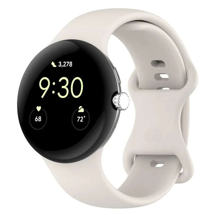 For Google Pixel Watch 3 45mm Replacement Strap 8 Shape Silicone Watch Band with Color Buckle, Size L