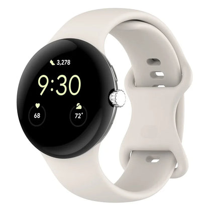 For Google Pixel Watch 3 45mm Replacement Strap 8 Shape Silicone Watch Band with Color Buckle, Size L