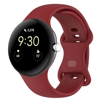 For Google Pixel Watch 3 45mm Replacement Strap 8 Shape Silicone Watch Band with Color Buckle, Size L