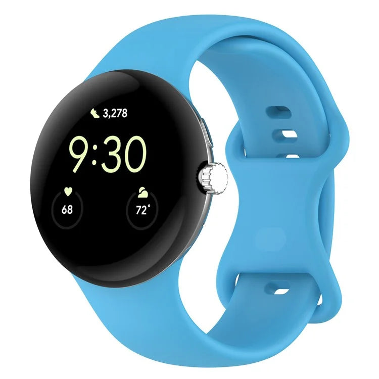 For Google Pixel Watch 3 45mm Replacement Strap 8 Shape Silicone Watch Band with Color Buckle, Size L