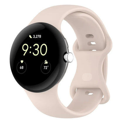 For Google Pixel Watch 3 45mm Replacement Strap 8 Shape Silicone Watch Band with Color Buckle, Size L