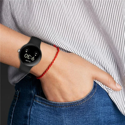 For Google Pixel Watch 3 45mm Replacement Strap 8 Shape Silicone Watch Band with Color Buckle, Size L
