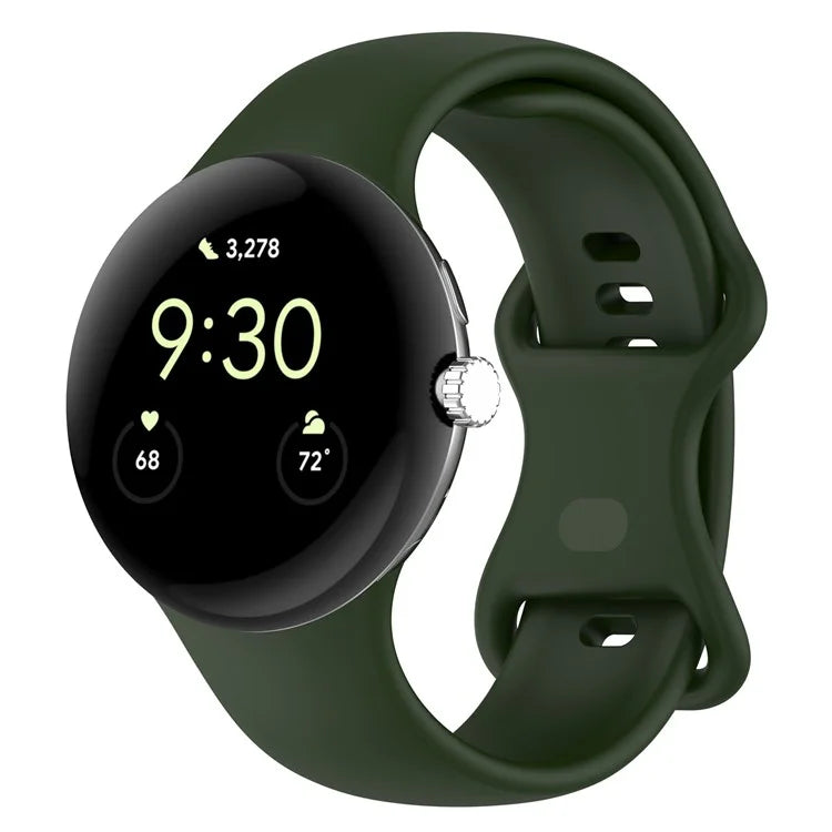 For Google Pixel Watch 3 45mm Replacement Strap 8 Shape Silicone Watch Band with Color Buckle, Size L