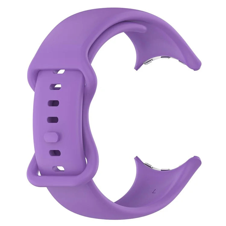 For Google Pixel Watch 3 45mm Replacement Strap 8 Shape Silicone Watch Band with Color Buckle, Size L