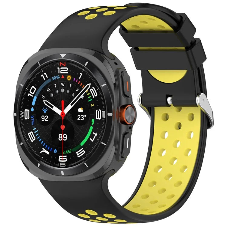 For Samsung Galaxy Watch Ultra 47mm Silicone Sport Strap Breathable Dual Color Watch Strap