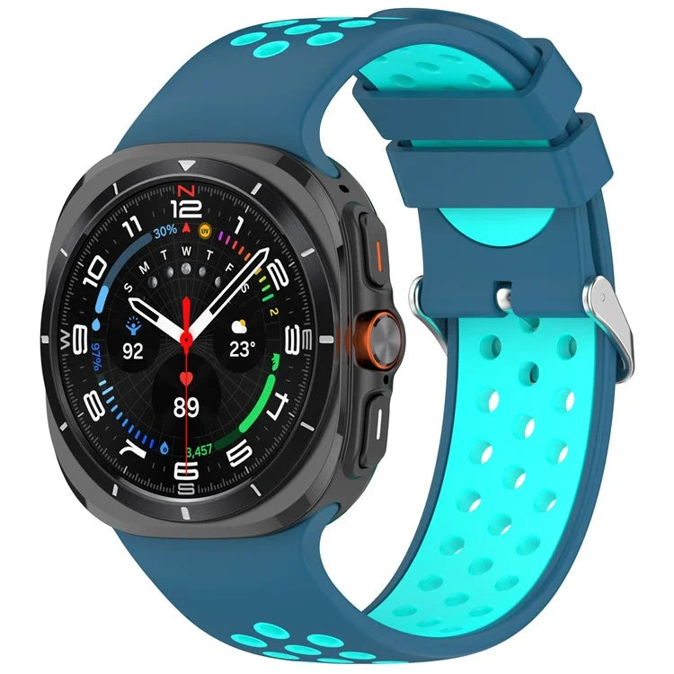 For Samsung Galaxy Watch Ultra 47mm Silicone Sport Strap Breathable Dual Color Watch Strap