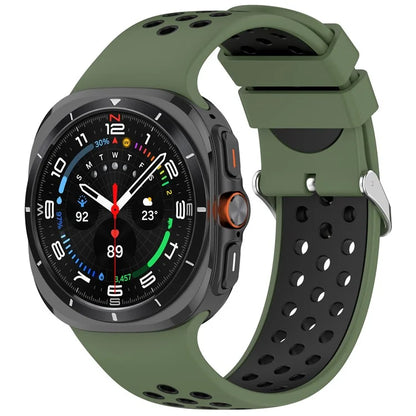 For Samsung Galaxy Watch Ultra 47mm Silicone Sport Strap Breathable Dual Color Watch Strap