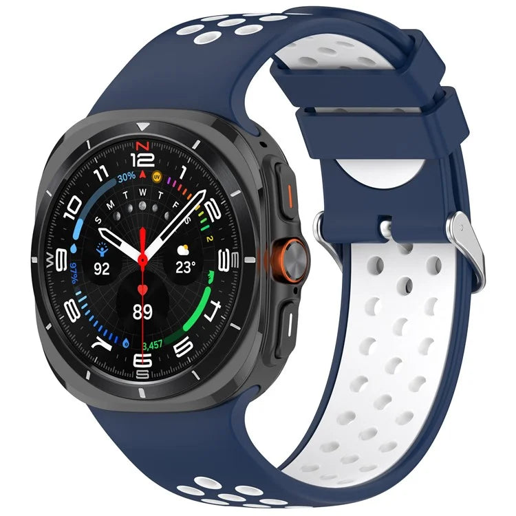 For Samsung Galaxy Watch Ultra 47mm Silicone Sport Strap Breathable Dual Color Watch Strap