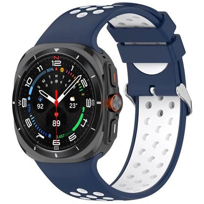For Samsung Galaxy Watch Ultra 47mm Silicone Sport Strap Breathable Dual Color Watch Strap