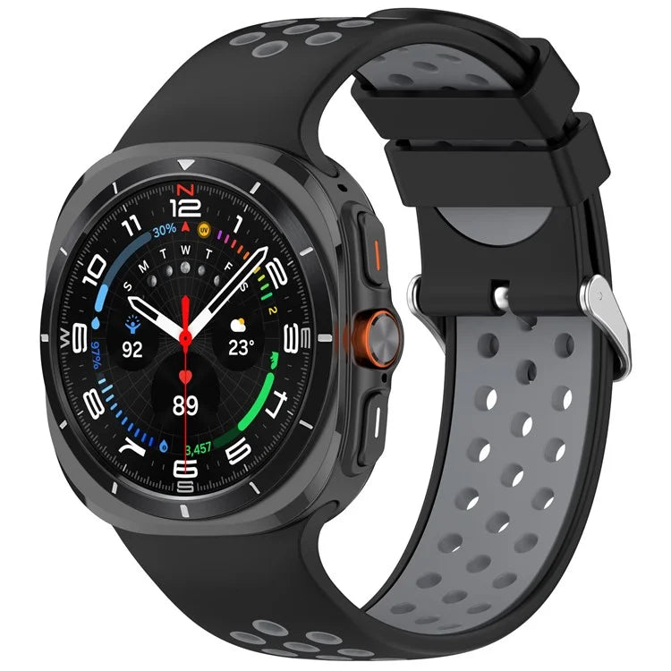 For Samsung Galaxy Watch Ultra 47mm Silicone Sport Strap Breathable Dual Color Watch Strap