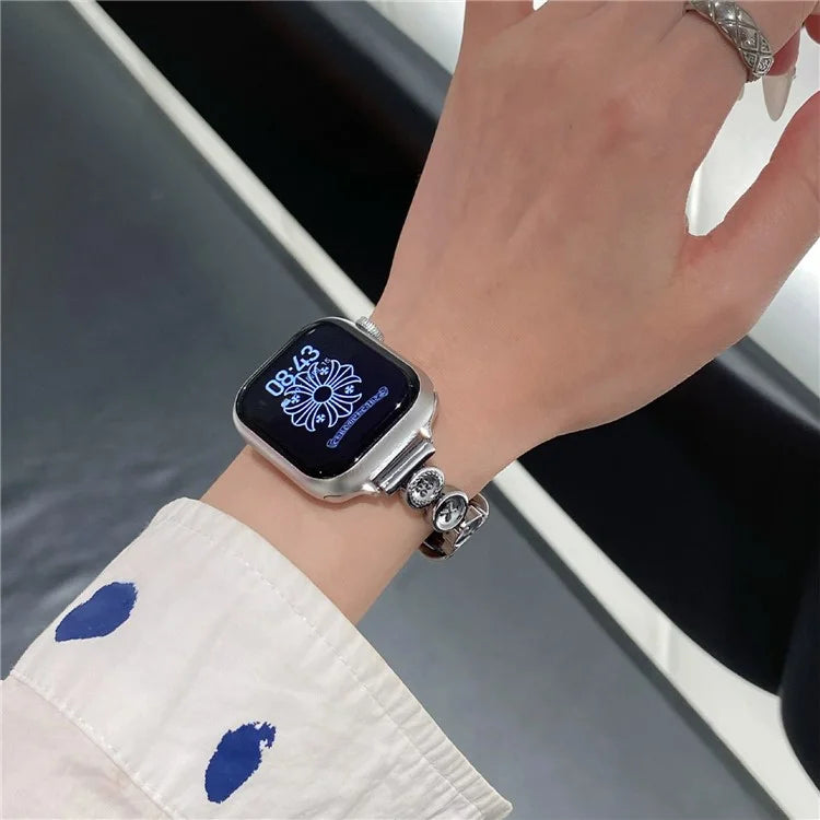 For Xiaomi Mi Band 9  /  9 NFC  /  Smart Band 8  /  8 NFC Denim Watch Band Metal Button Replacement Strap
