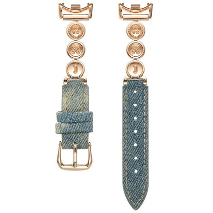 For Xiaomi Mi Band 9  /  9 NFC  /  Smart Band 8  /  8 NFC Denim Watch Band Metal Button Replacement Strap