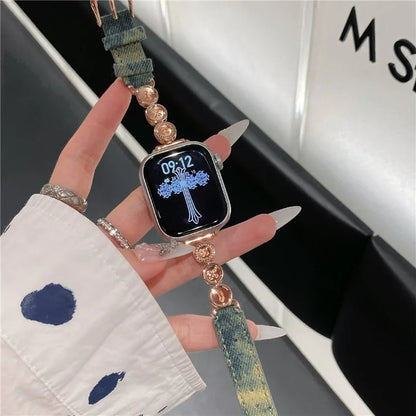 For Xiaomi Mi Band 9  /  9 NFC  /  Smart Band 8  /  8 NFC Denim Watch Band Metal Button Replacement Strap