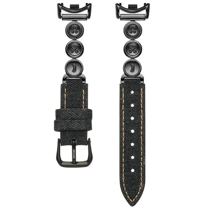 For Xiaomi Mi Band 9  /  9 NFC  /  Smart Band 8  /  8 NFC Denim Watch Band Metal Button Replacement Strap