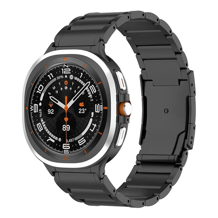 Titanium Steel Band for Samsung Galaxy Watch Ultra 47mm Replacement 3-bead Watch Strap