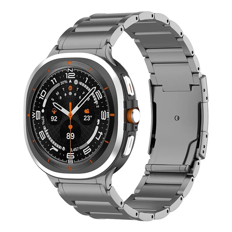 Titanium Steel Band for Samsung Galaxy Watch Ultra 47mm Replacement 3-bead Watch Strap