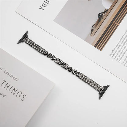 For Apple Watch 10 46mm / Ultra 2 / Ultra 49mm / 9 8 7 45mm / SE (2023) SE (2022) SE 6 5 4 44mm / 3 2 1 42mm Rhinestones Metal Watch Strap