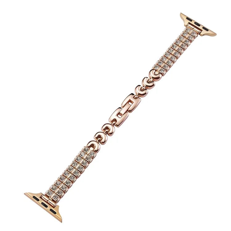 For Apple Watch 10 46mm / Ultra 2 / Ultra 49mm / 9 8 7 45mm / SE (2023) SE (2022) SE 6 5 4 44mm / 3 2 1 42mm Rhinestones Metal Watch Strap