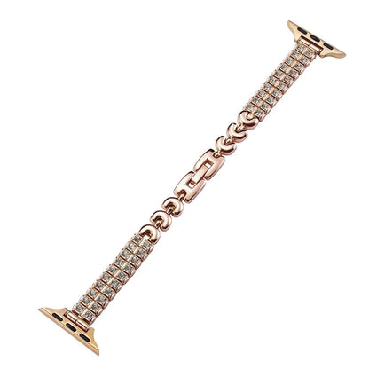 For Apple Watch 10 46mm / Ultra 2 / Ultra 49mm / 9 8 7 45mm / SE (2023) SE (2022) SE 6 5 4 44mm / 3 2 1 42mm Rhinestones Metal Watch Strap