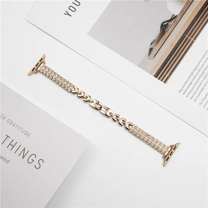 For Apple Watch 10 46mm / Ultra 2 / Ultra 49mm / 9 8 7 45mm / SE (2023) SE (2022) SE 6 5 4 44mm / 3 2 1 42mm Rhinestones Metal Watch Strap